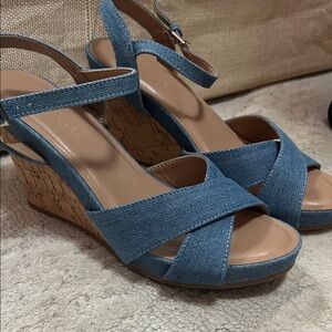 Aerosoles Denim wedge sandals brand new